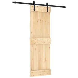 vidaXL Puerta Corredera Natural y negro 70 x 210 cm