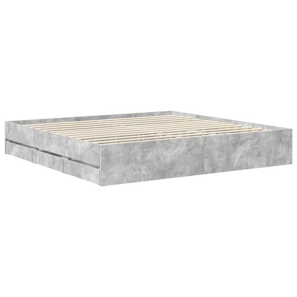 vidaXL Estructura de cama Gris Concreto 200 x 200 cm Madera Ingenieril