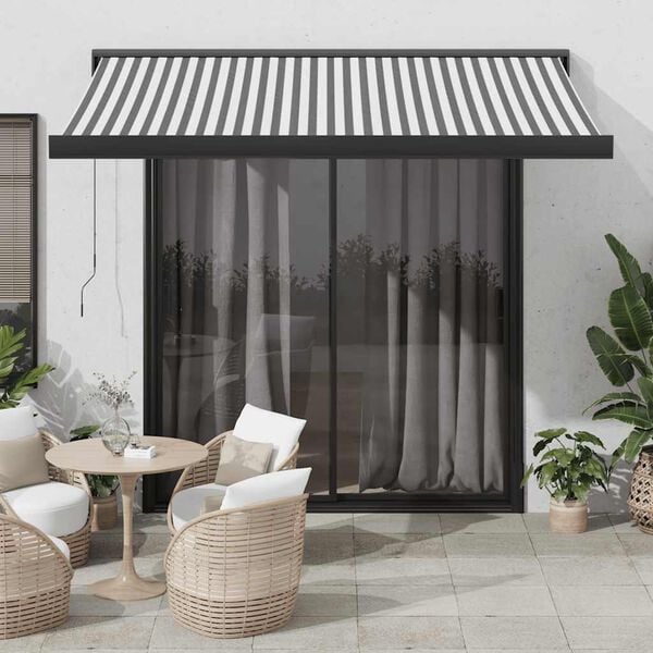 vidaXL Toldo retr&aacute;ctil aluminio y tela antracita y blanco 3,5x2,5 m