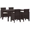 vidaXL Conjunto de Comedor de Jard&iacute;n 5 pcs Marr&oacute;n Ratan Polt