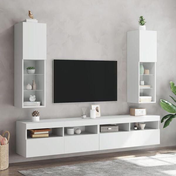 vidaXL Mueble para TV con luces LED blanco 30,5x30x102 cm