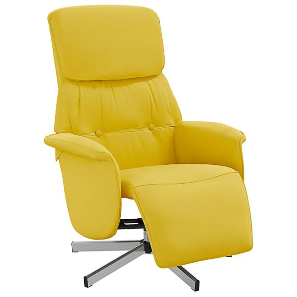 vidaXL Sill&oacute;n reclinable con reposapi&eacute;s tela amarillo claro