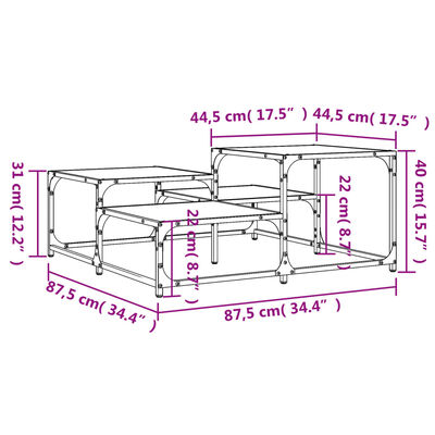 vidaXL Mesa de centro madera ingeniería roble Sonoma 87,5x87,5x40 cm