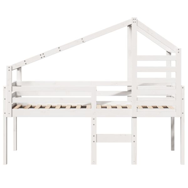 vidaXL Cama alta con techo madera maciza de pino blanco 80x200 cm