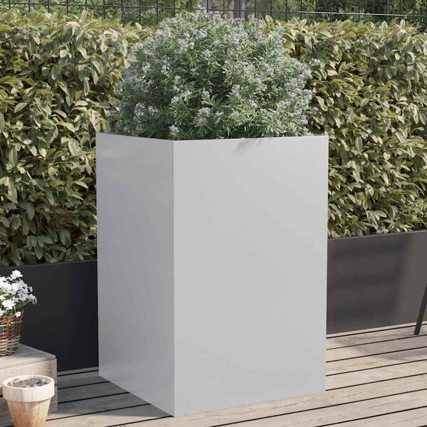 vidaXL Jardinera de acero galvanizado plateado 52x48x75 cm