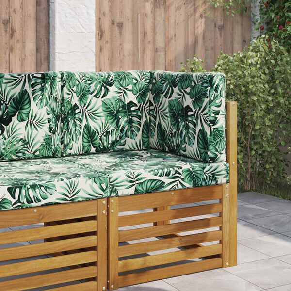 vidaXL Coj&iacute;n para sof&aacute; de exterior 3 pcs Patr&oacute;n de hoja Poli&eacute;ster