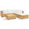 vidaXL Juego muebles de jard&iacute;n 6 piezas y cojines madera maciza teca