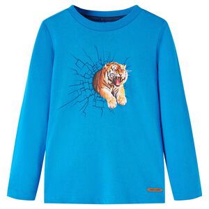 Camiseta infantil de manga larga azul cobalto 92