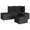 vidaXL Set de muebles de jard&iacute;n 5 pzas y cojines rat&aacute;n sint&eacute;tico negro