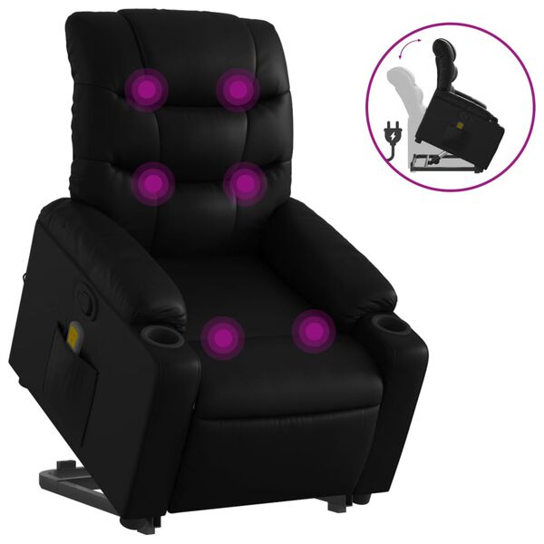 vidaXL Sill&oacute;n reclinable de masaje de pie cuero artificial negro