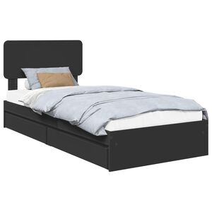 vidaXL Cama con almacenamiento Negro 100 x 200 cm Madera de ingenier&iacute;a