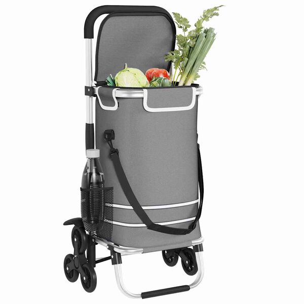 vidaXL Carro de compras Manual Gris 47 x 39 x 100.5 cm Tela Oxford