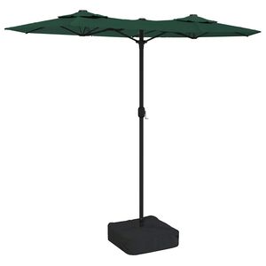 vidaXL Sombrilla doble de jard&iacute;n con luces LED verde 316x145 cm