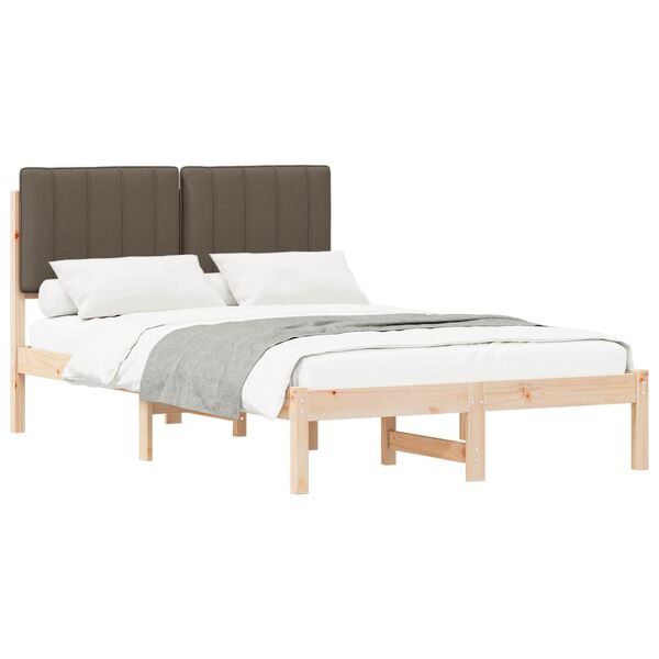 vidaXL Estructura de Cama con Cabecera Tapizada Taup&eacute; 120 x 190 cm
