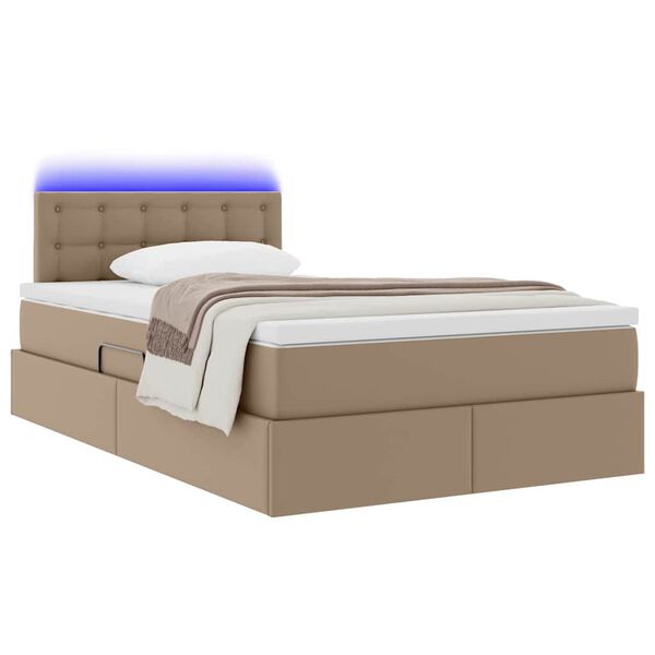 vidaXL Cama con almacenamiento y LED con LED Capuchino 120 x 200 cm