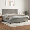 vidaXL Cama box spring con colch&oacute;n terciopelo gris claro 200x200 cm