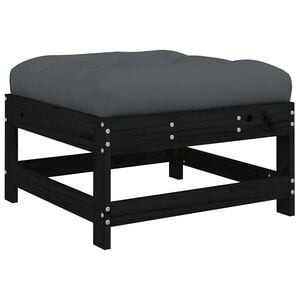 vidaXL Taburete de jard&iacute;n con coj&iacute;n madera maciza de pino negro