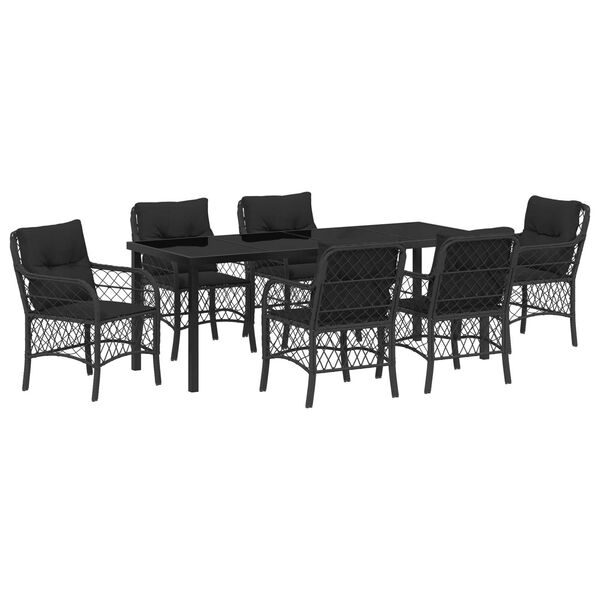 vidaXL Conjunto de Comedor de Jard&iacute;n 7 pcs Negro rat&aacute;n sint&eacute;tico