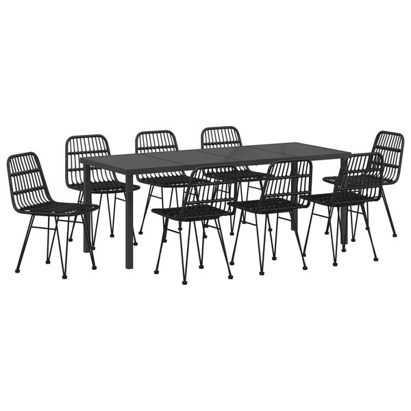 vidaXL Conjunto de Comedor de Jard&iacute;n 9 pcs Negro