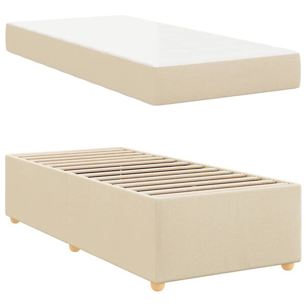 vidaXL Estructura de cama con colch&oacute;n Crema 90 x 190 cm tela