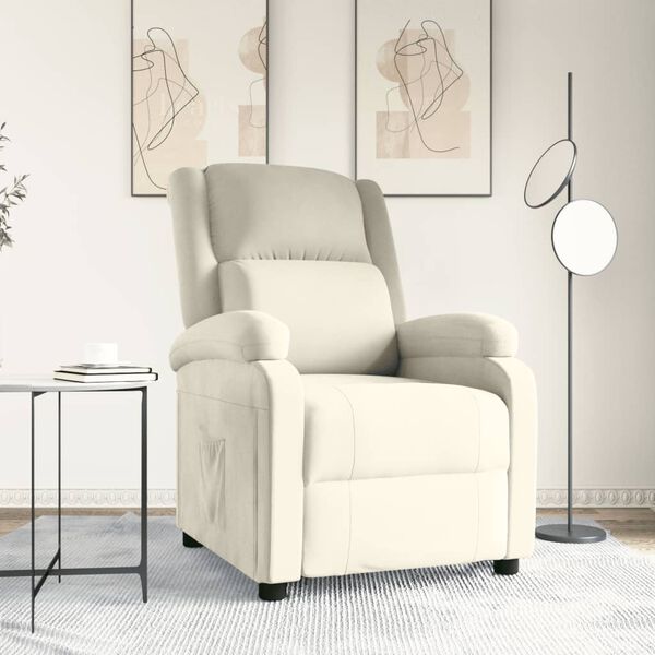 vidaXL Sill&oacute;n reclinable terciopelo blanco crema