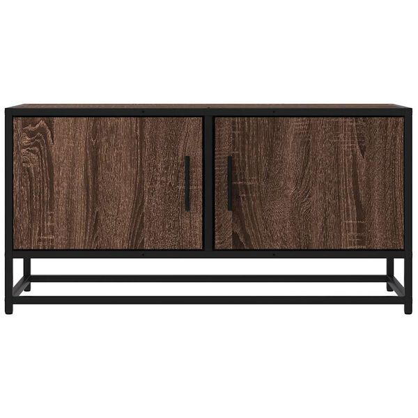 vidaXL Mueble TV metal y madera ingenier&iacute;a marr&oacute;n roble 80x34,5x40 cm