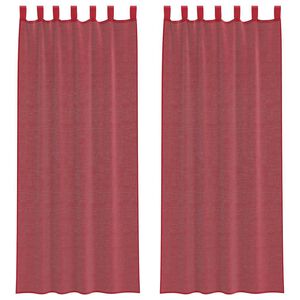 vidaXL Cortinas de gasa con bolsillos para varillas 2 uds. rojo vino
