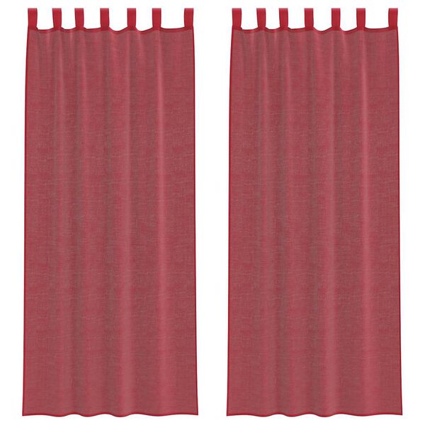 vidaXL Cortinas de gasa con bolsillos para varillas 2 uds. rojo vino