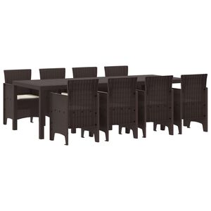 vidaXL Conjunto de Comedor de Jard&iacute;n 9 pcs Marr&oacute;n Polipropileno