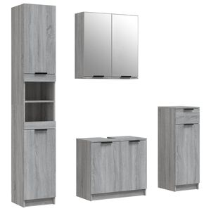 vidaXL Set de armario de ba&ntilde;o 4 pzas madera contrachapada gris sonoma
