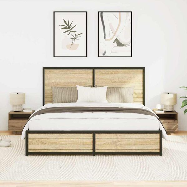 vidaXL Armario de Noche 2 pcs Roble artesanal 40 x 39 x 37 cm