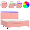 vidaXL Cama box spring colch&oacute;n y LED terciopelo rosa 200x200 cm