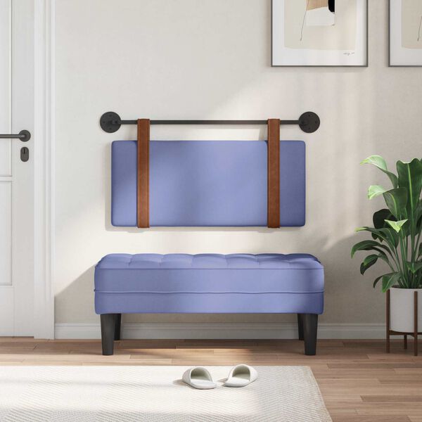 vidaXL Cabecera Colgante Liso Azul jeans 90 x 55 x 5 cm PU antiguo