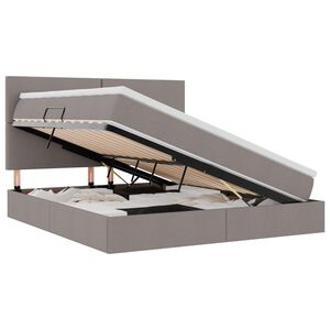 vidaXL Cama con almacenamiento y LED Taup&eacute; 160 x 200 cm Poli&eacute;ster
