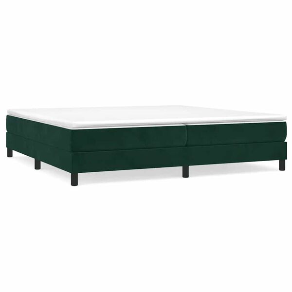 vidaXL Cama box spring con colch&oacute;n terciopelo verde oscuro 200x200 cm