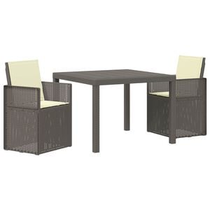 vidaXL Conjunto de Comedor de Jard&iacute;n 3 uds. Gris Claro y Crema PP