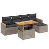vidaXL Set de muebles de jard&iacute;n 6 pzas y cojines rat&aacute;n sint&eacute;tico gris