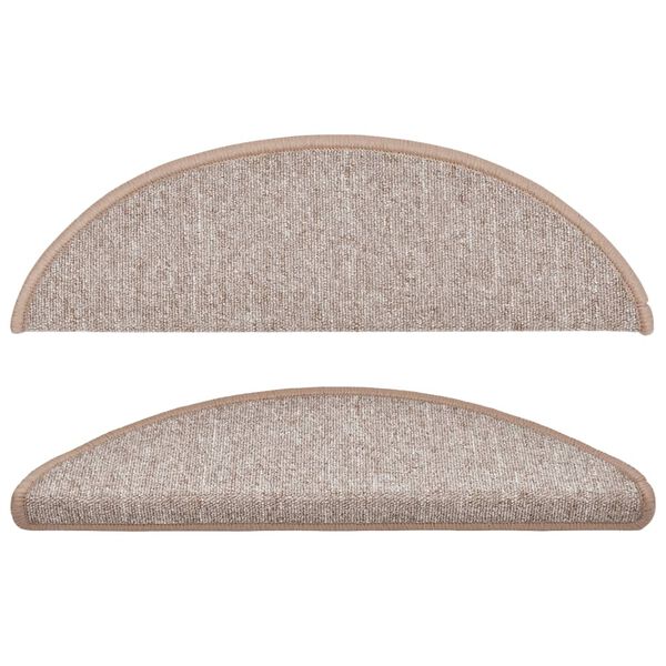 vidaXL Felpudos para escaleras (15 unidades, 56 x 17 x 3 cm, marr&oacute;n claro, semicirculares)