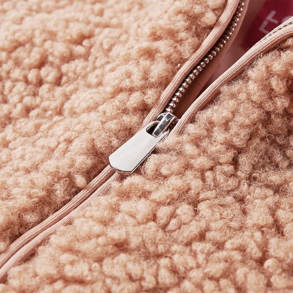 Chaqueta infantil con capucha pelo sint&eacute;tico borreguito co&ntilde;ac claro 140