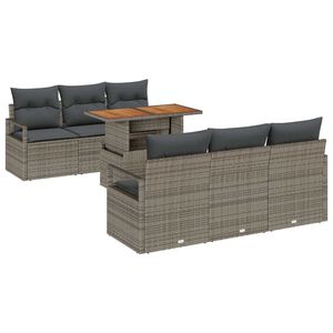 vidaXL Conjunto de sof&aacute; de jard&iacute;n 7 pcs Gris Polirat&aacute;n