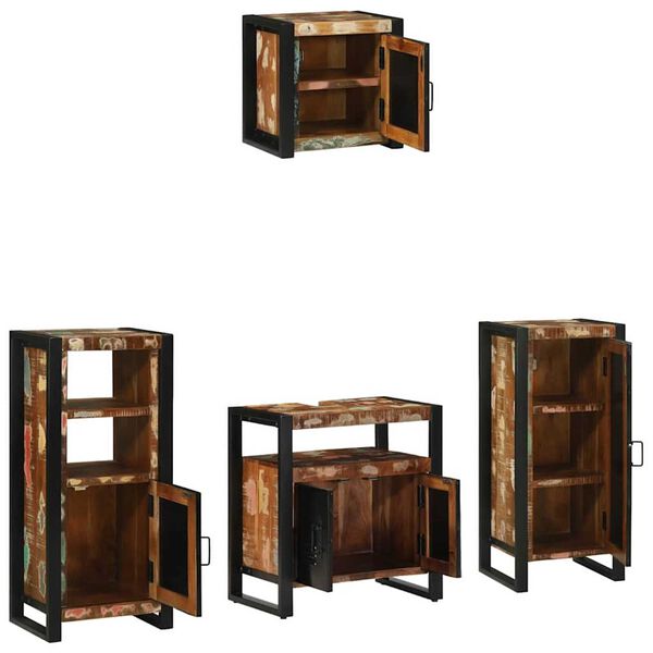 vidaXL Juego de muebles de ba&ntilde;o 4 pcs Madera s&oacute;lida recuperada