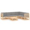 vidaXL Juego de muebles de jard&iacute;n 7 pzas y cojines madera maciza pino