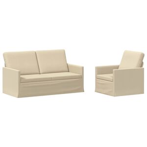 vidaXL Juego de Sof&aacute; 2 pcs Crema Tela