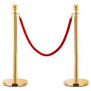 vidaXL Barrera port&aacute;til colas VIP 3 pzas acero inoxidable dorado