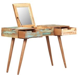 vidaXL Mesa tocador con espejo madera reciclada maciza 112x45x76 cm