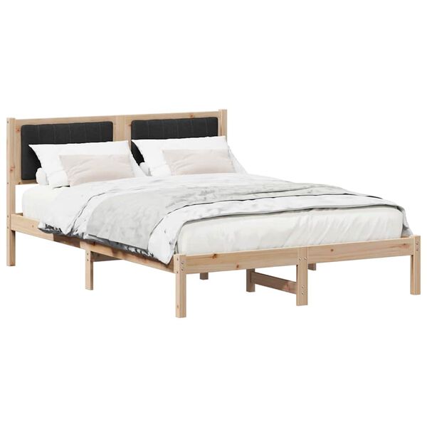 vidaXL Estructura de Cama con Cabecera Tapizada Negro 140 x 200 cm