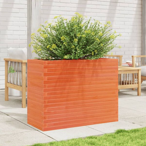 vidaXL Jardinera madera maciza de pino marr&oacute;n cera 90x40x68,5 cm