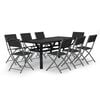 vidaXL Juego de comedor de jard&iacute;n 9 piezas gris y negro