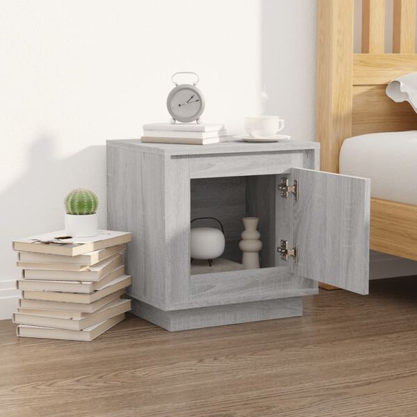 vidaXL Mesita de noche madera contrachapada gris sonoma 44x35x45 cm