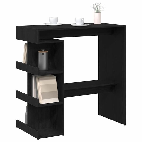 vidaXL Mesa de Bar con estante Roble Negro 100 x 48 x 101,5 cm
